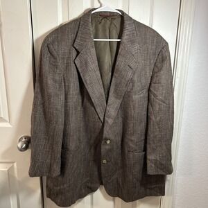 Hart Schaffner Marx Men's 100% Wool 2-Button Blazer Brown/Blue Plaid‎ • USA